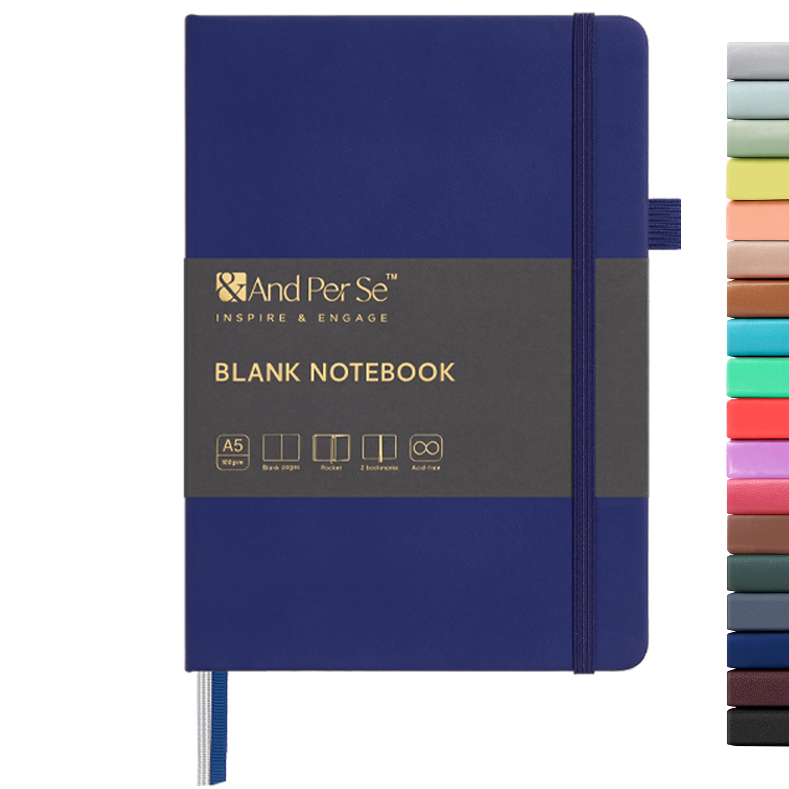 And Per Se Blank Journal Notebook, 160 Pages, 5.7 x 8 inches College Ruled Thick Paper Notebook Journals for Writing, Hardcover Notebook(1 Pack, Royal Blue) — image 1