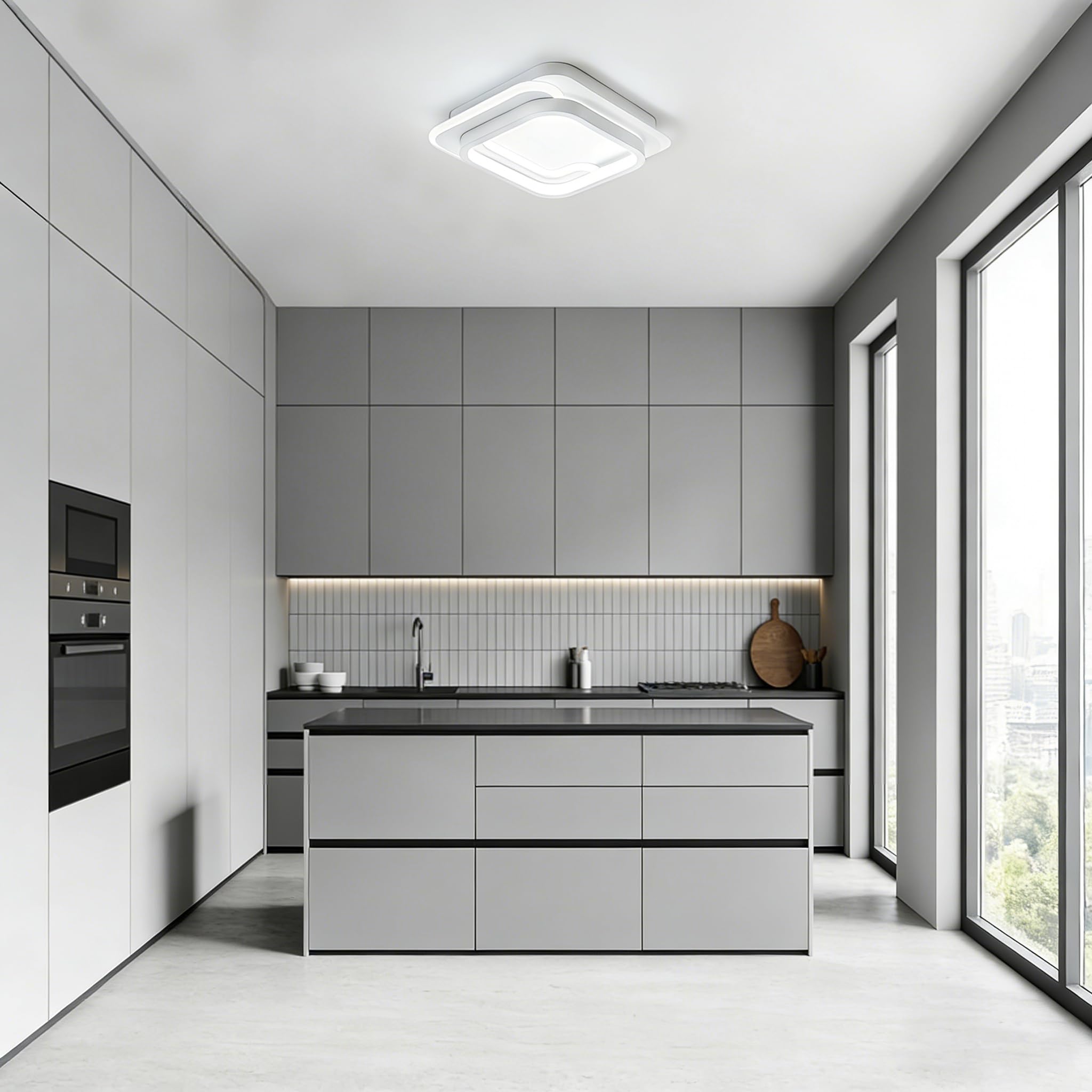 Plafon LED Techo cuadradas, IP44 Ø28cm Plafones para Techo Led Lampara, 31W lampara techo dormitorio 6000K Luz blanca fría, Ideal para cocina, pasillo, baño, sala