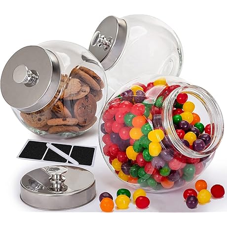 Glass Candy Jars with Lids for a Sweet Treat Experience