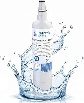 Refresh R-9990 Replacement for LG 5231JA2006A, 5231JA2006B, LT600, LT600P and Kenmore 46-9990, 9990, 469990 Refrigerator Water Filter 1 Pack, Standard