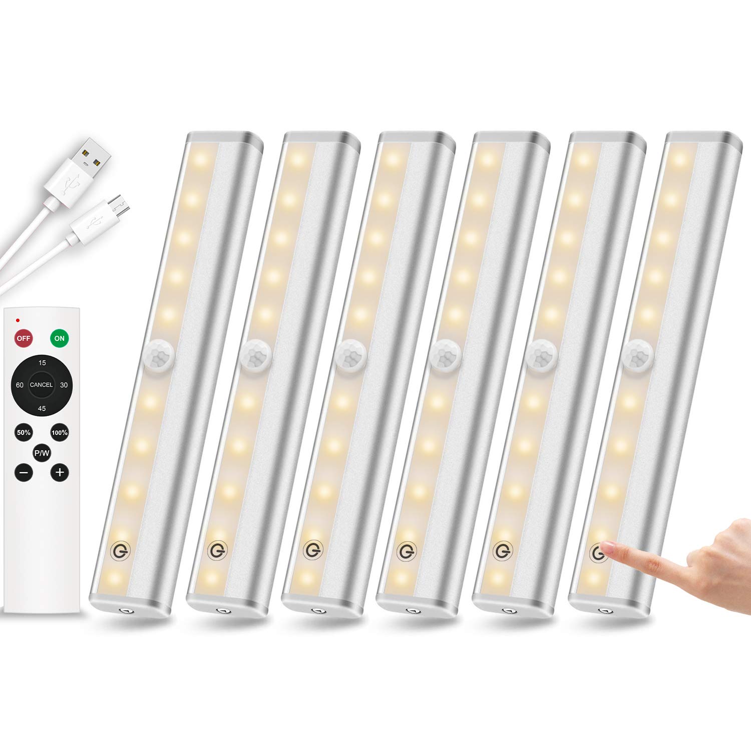Remote Control Under Lighting Wireless 6 Pack, 20LED Dimmable Closet Lights