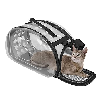 Cat Shoulder Carrier, Transparent Pet Carrier Durable for Cat for Dog(Grey, M)