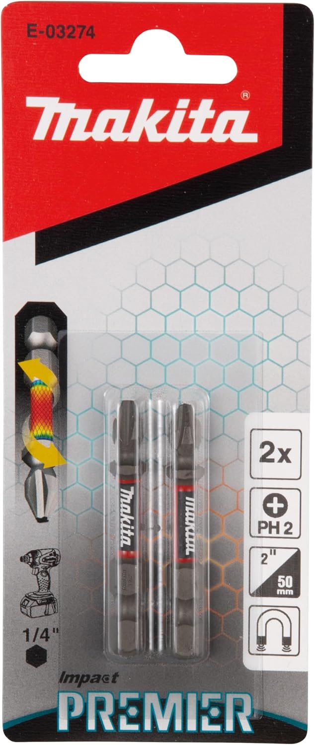 Makita E-03274 Impact Premier Double Torsion Bit PH2 50mm