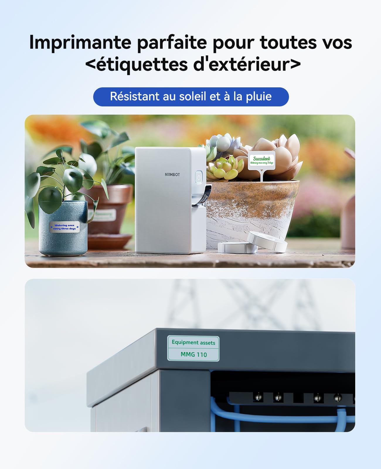 NIIMBOT B18/N1 étiqueteuse, Ruban imprimante d'étiquettes avec Ruban Noir et étiquettes Blanches, Supporte l'impression Multicolore