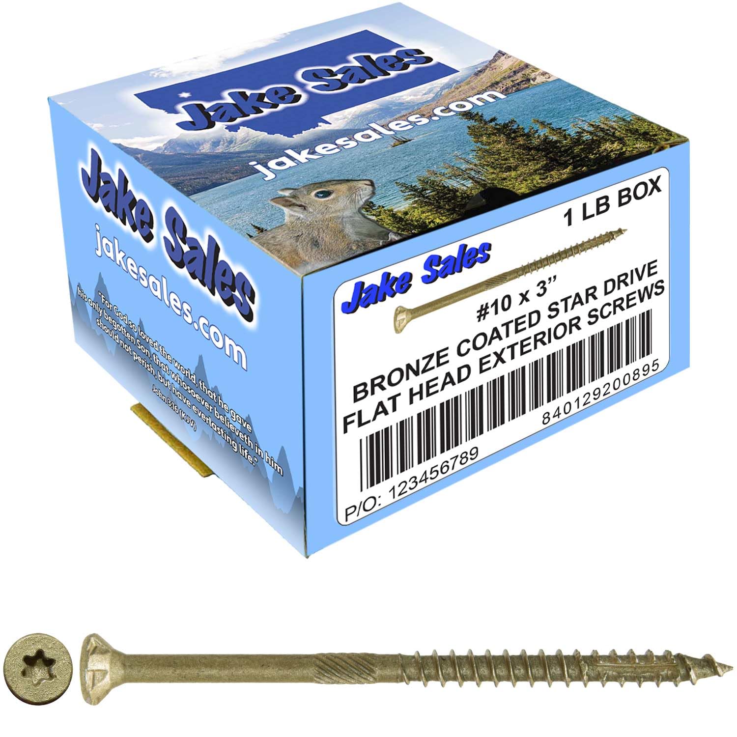 Jake Sales- #10 X 3 Bronze Star Exterior Coated Wood Screw Torx Star Drive Head Multipurpose Exterior Coated Torx Star Drive Wood Screws 1 Pound 64 Approx. Screw Count