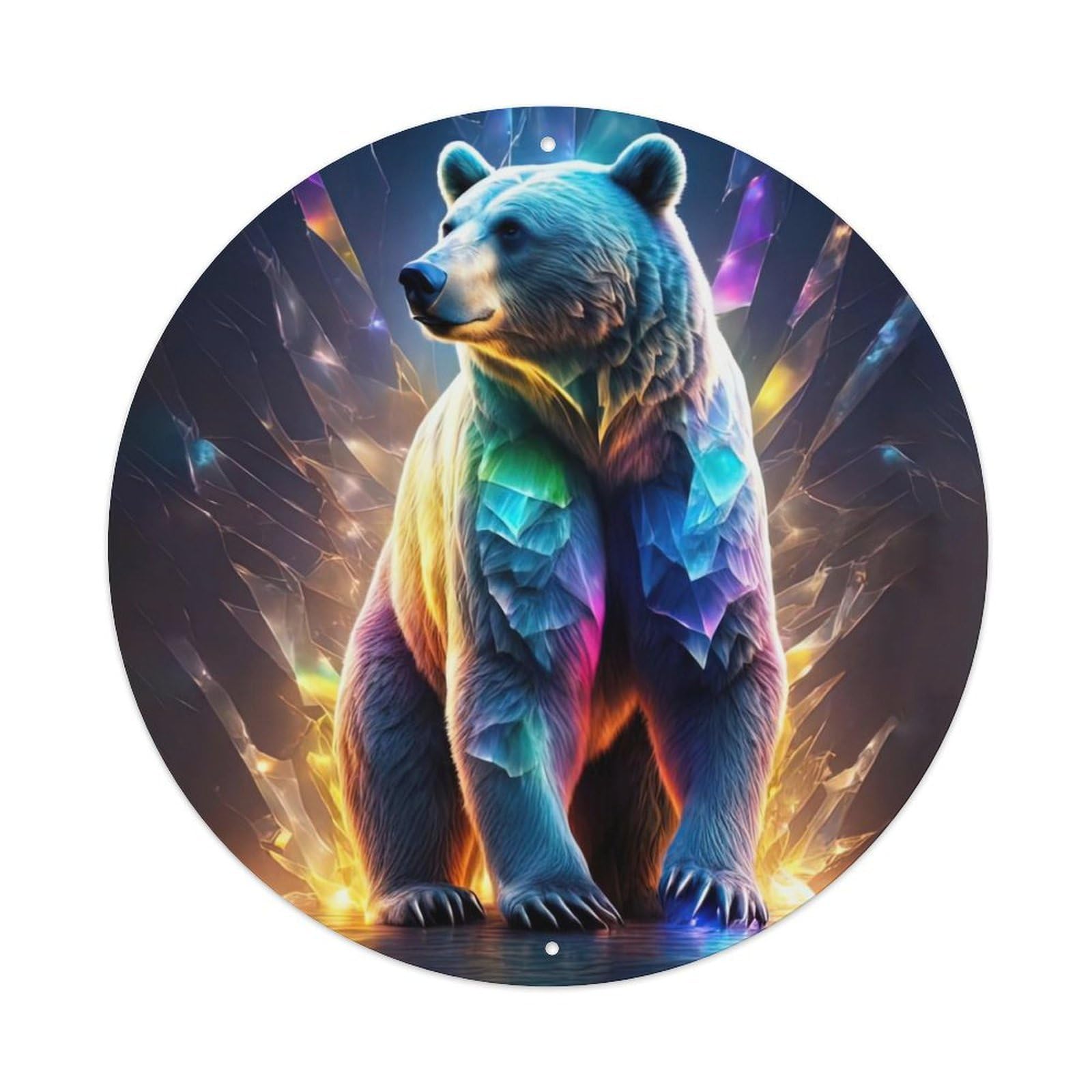 Colorful Bear Wildlife Artwork Vintage Metal Tin Sign Plaque Wall Decor for Cafe, Club Bar, Office, Garden Metal Poster 8x8Inch