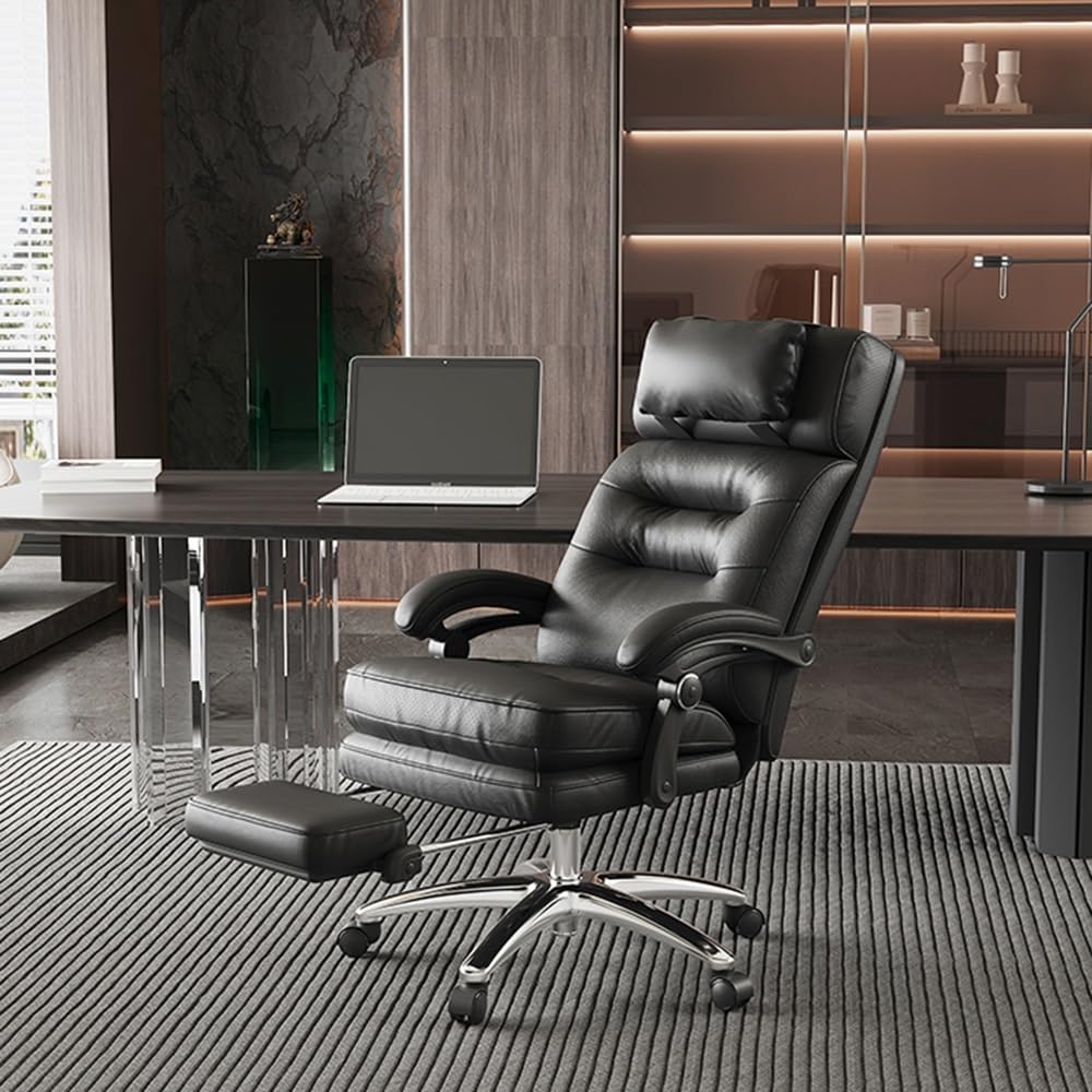 Ergonomiczne krzesło biurowe Luksusowy skórzany fotel biurowy, ergonomiczny, odchylany fotel komputerowy dla szefów, najwyższy komfort podczas długich godzin pracy Krzesło biurowe