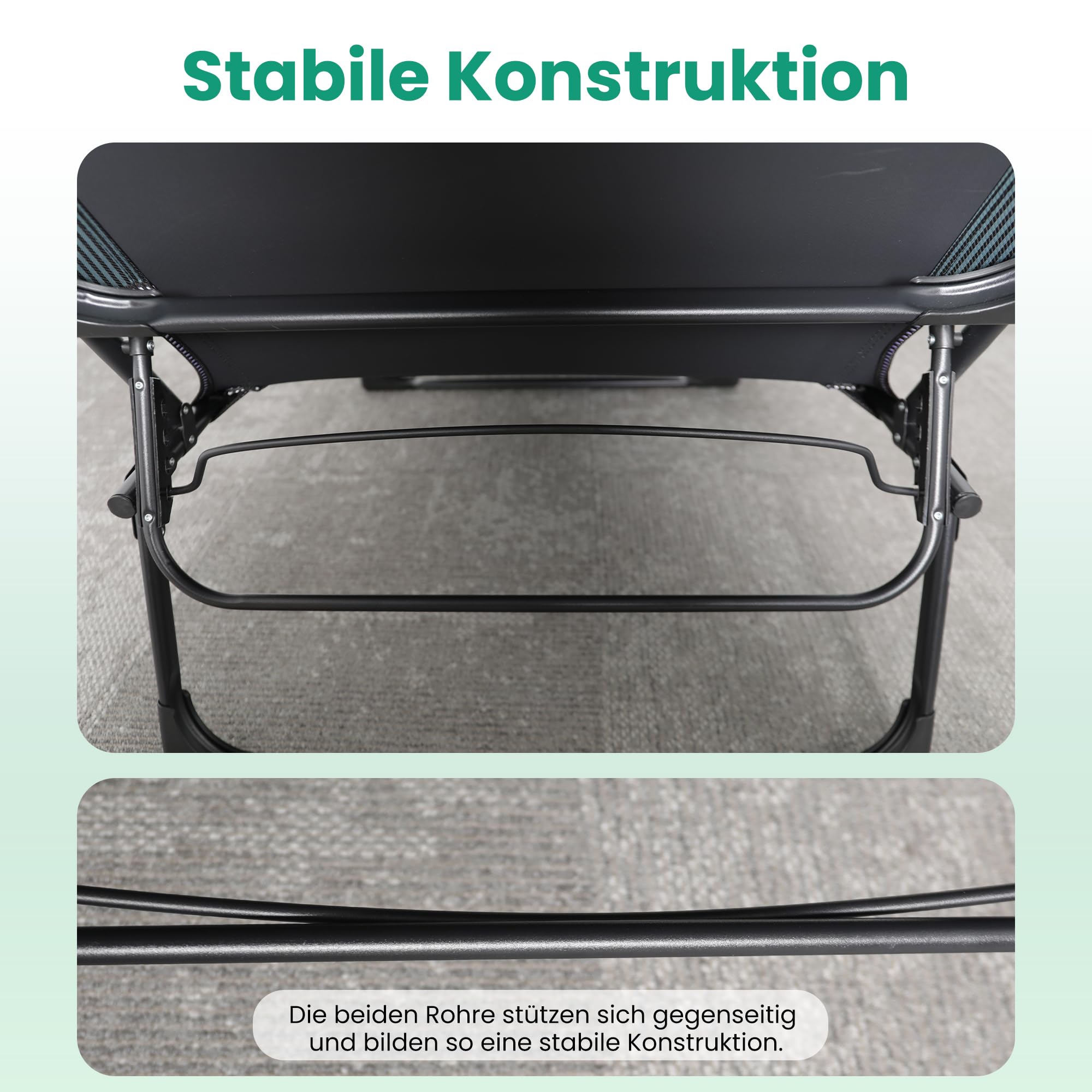 Campingbett Feldbett klappbar 190×68×30 cm, Tragfähigkeit 200 KG, Faltbar Gästebett Klappbett mit Matratze und Kopfstütze für Balkon, Garten, Strand, Büro (Grau)