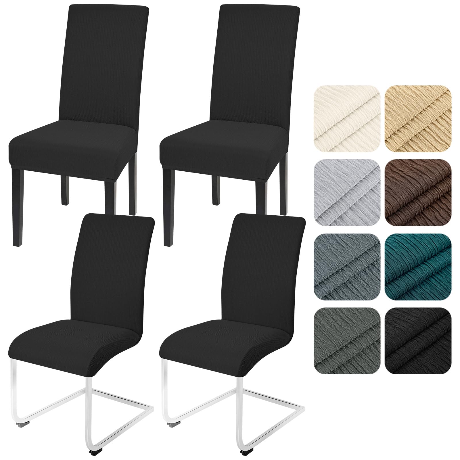 Fundas elásticas para sillas de comedor universales y lavables pack de 4 negras