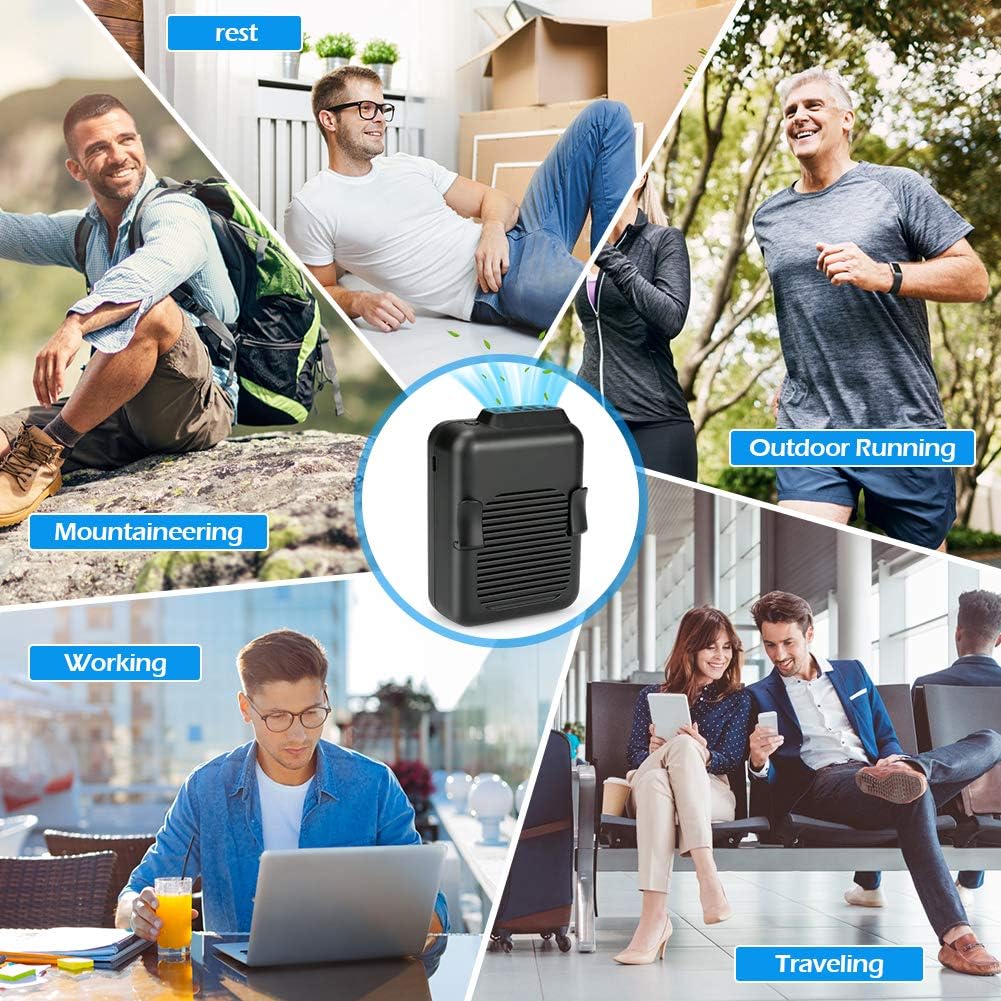 Ventilateur Portable E-More Mini Clip - 6000mAh USB Rechargeable avec Collier Mains Libres pour Activités Extérieures - Description