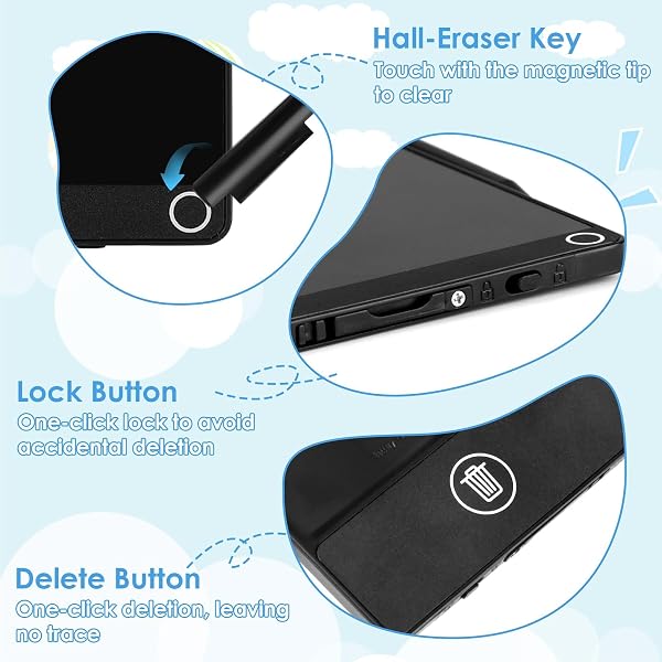 6.5 Inch LCD Writing Tablet with Pen for Adults, Erasable Electronic Writing Pad with Hall Clear Sensor, 6.5" Office Writing Pad Handwriting Drawing Board with Lock Function for Notes Doodles Messages - 3
