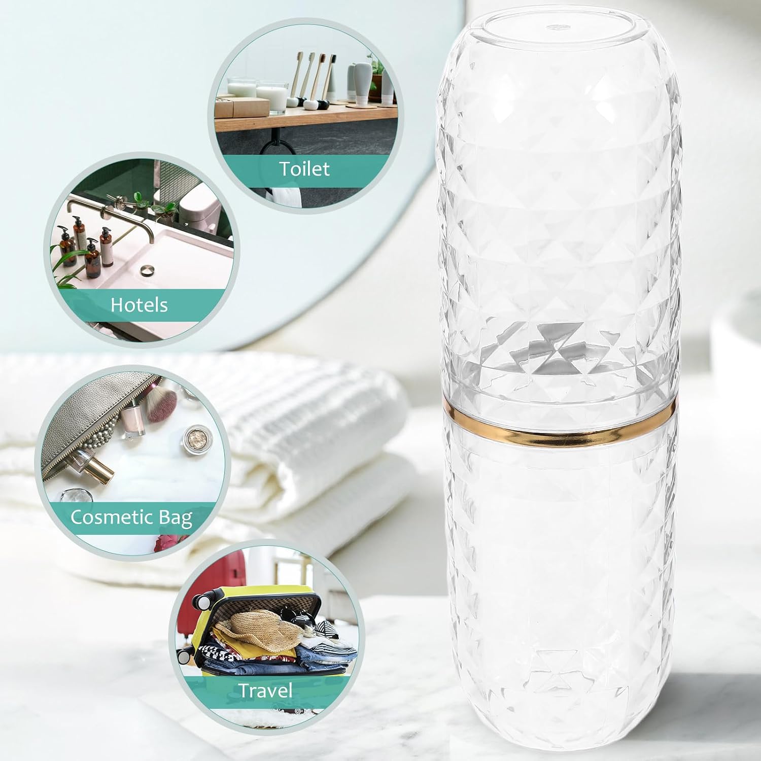 Luxshiny Travel Toothbrush Case Portable Toothbrush Holder Compact Storage Container for and Toothpaste 8.6 Inch for Travel Camping Business Trips