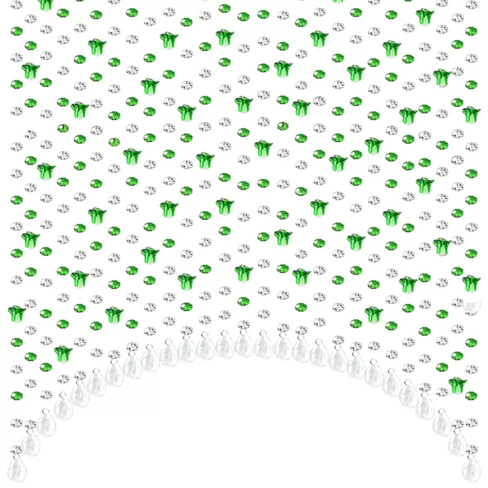 Rideaux à cordes pour porte cintrée en cristal vert pour sublimer votre salon