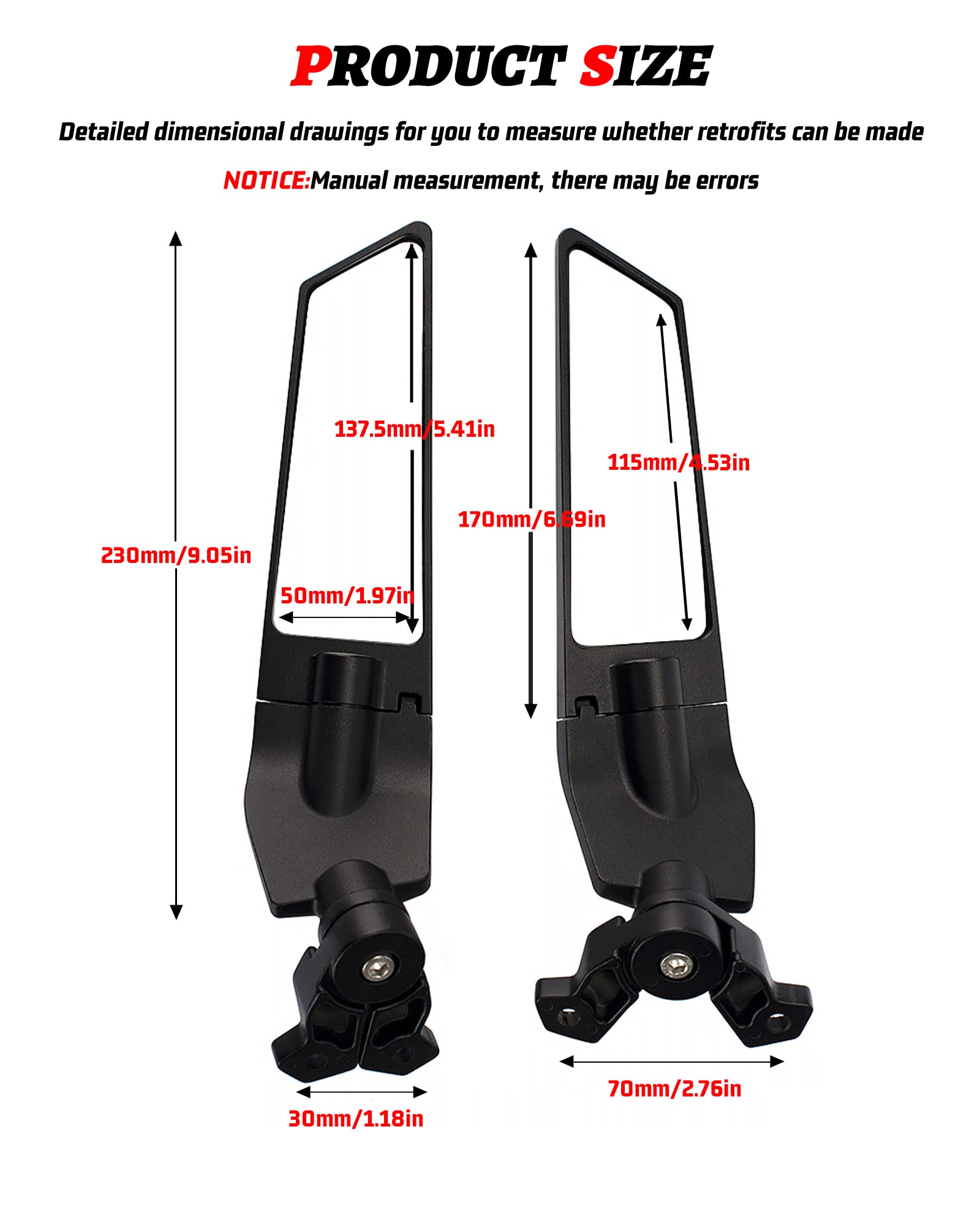 Amazon.com: XINGWU Motorcycle Mirrors Adjustable Rearview