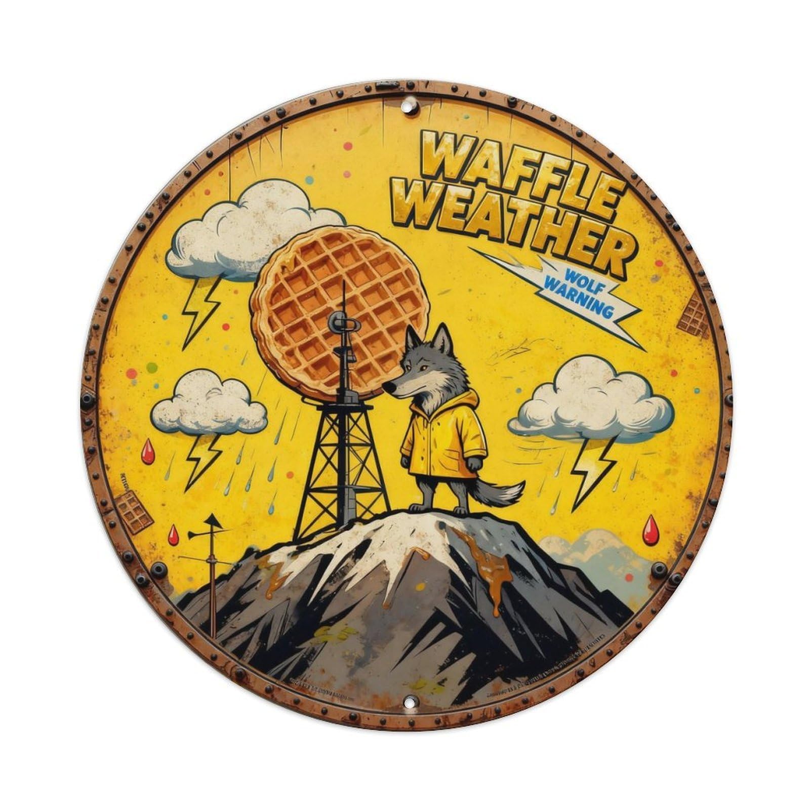 Waffle Weather Sign Metal Tin Sign Plaque