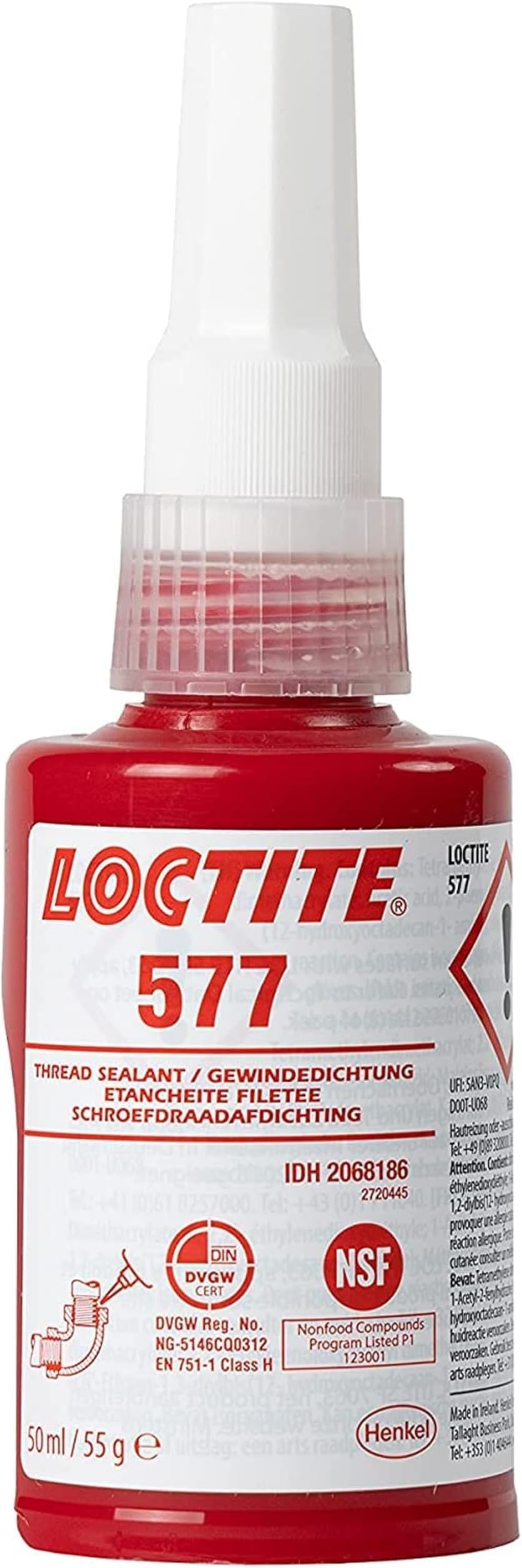 577, Medium Strength Industrial Adhesive for Thread Sealing, Universal Liquid Adhesive for Pipes and Metal Threads, Chemically Resistant Thread Sealant, 50ml