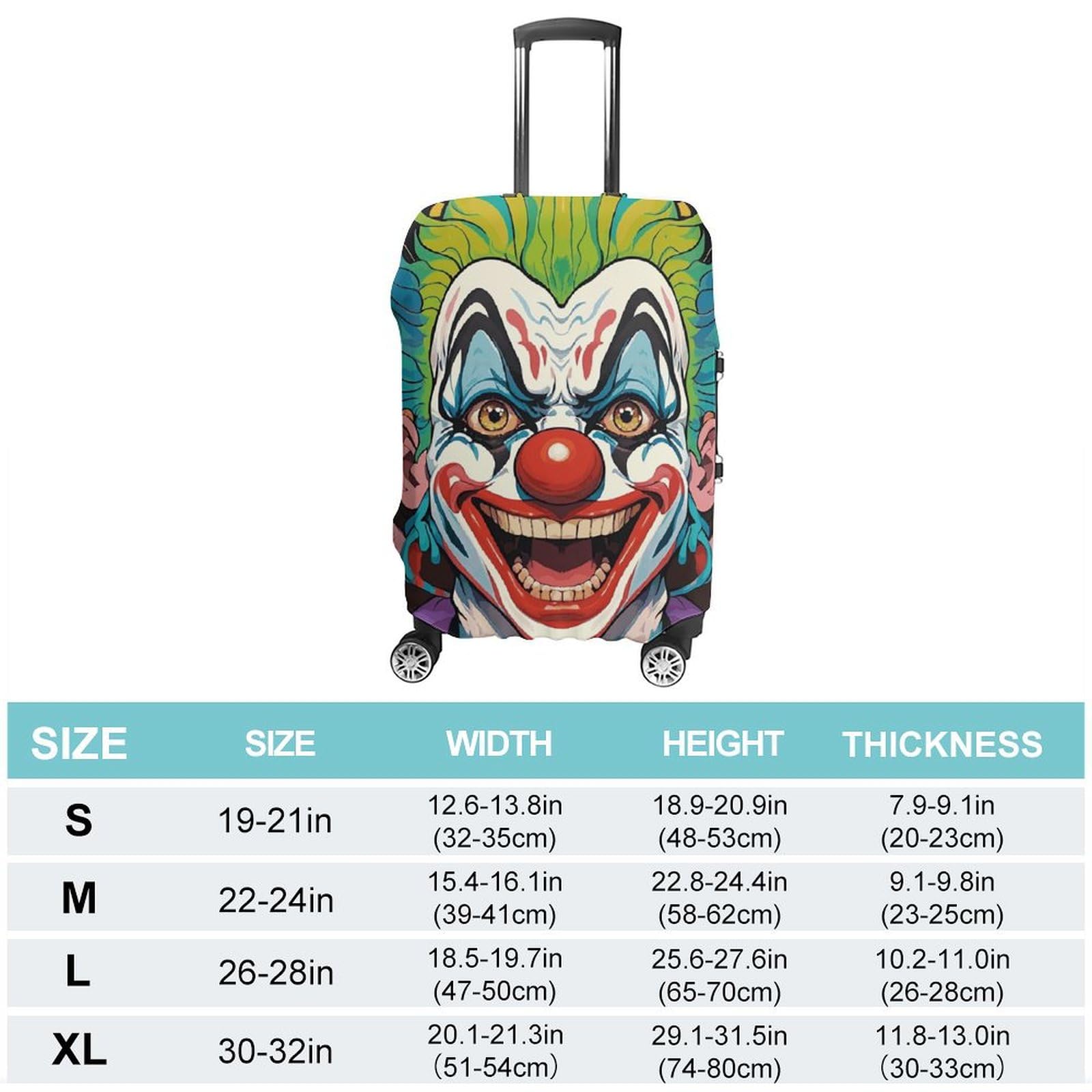 Copertura per bagagli semplice e generosa con clowns, copertura antipolvere lavabile, resistente ai graffi, per valigie da 48-81 cm, Stile:, XL, Custodia per bagagli