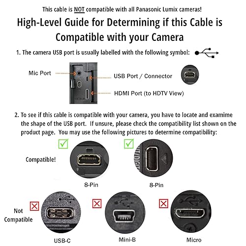 Miniatura 2 de ienza Cable de carga y transferencia de fotos USB para PC Mac DMW-USBC1 para cámara Panasonic Lumix DMC-G7 ZS40 ZS50 TS30 SZ3 TZ8 TZ11 TZ15 TZ24 y
