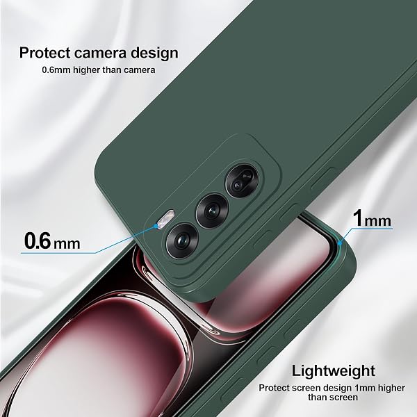 GiiYoon Cover per Oppo Reno 12 Pro 5G Custodia in Silicone, Custodia Antiurto Case Sottile in Silicone TPU con Strato Interno in Fibra e Protezione della Fotocamera, Verde - 3
