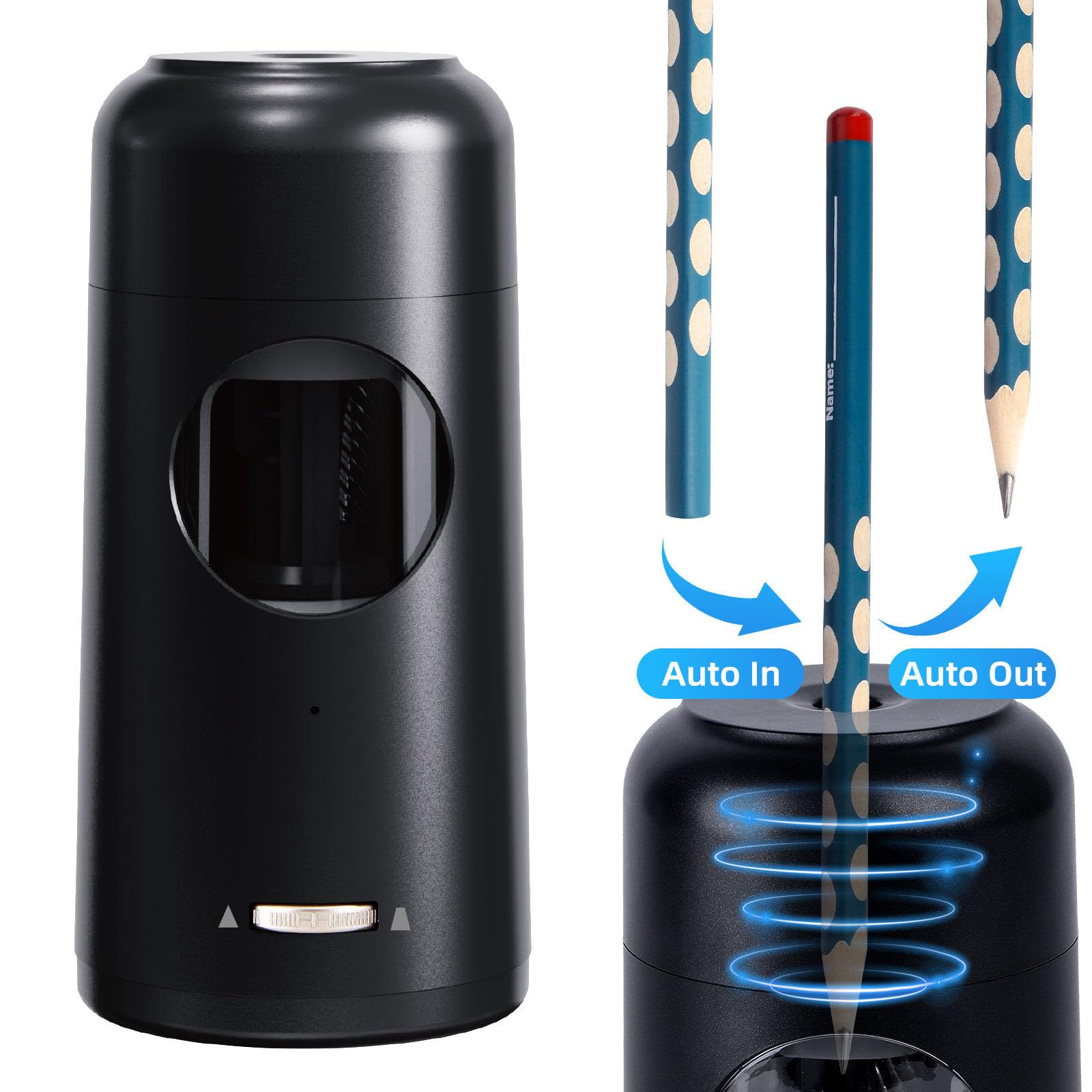 Taille-crayon électrique automatique USB avec arrêt automatique 3 épaisseurs réglables pour crayons de 7 à 11,5 mm et crayons de couleur sans danger pour enfants