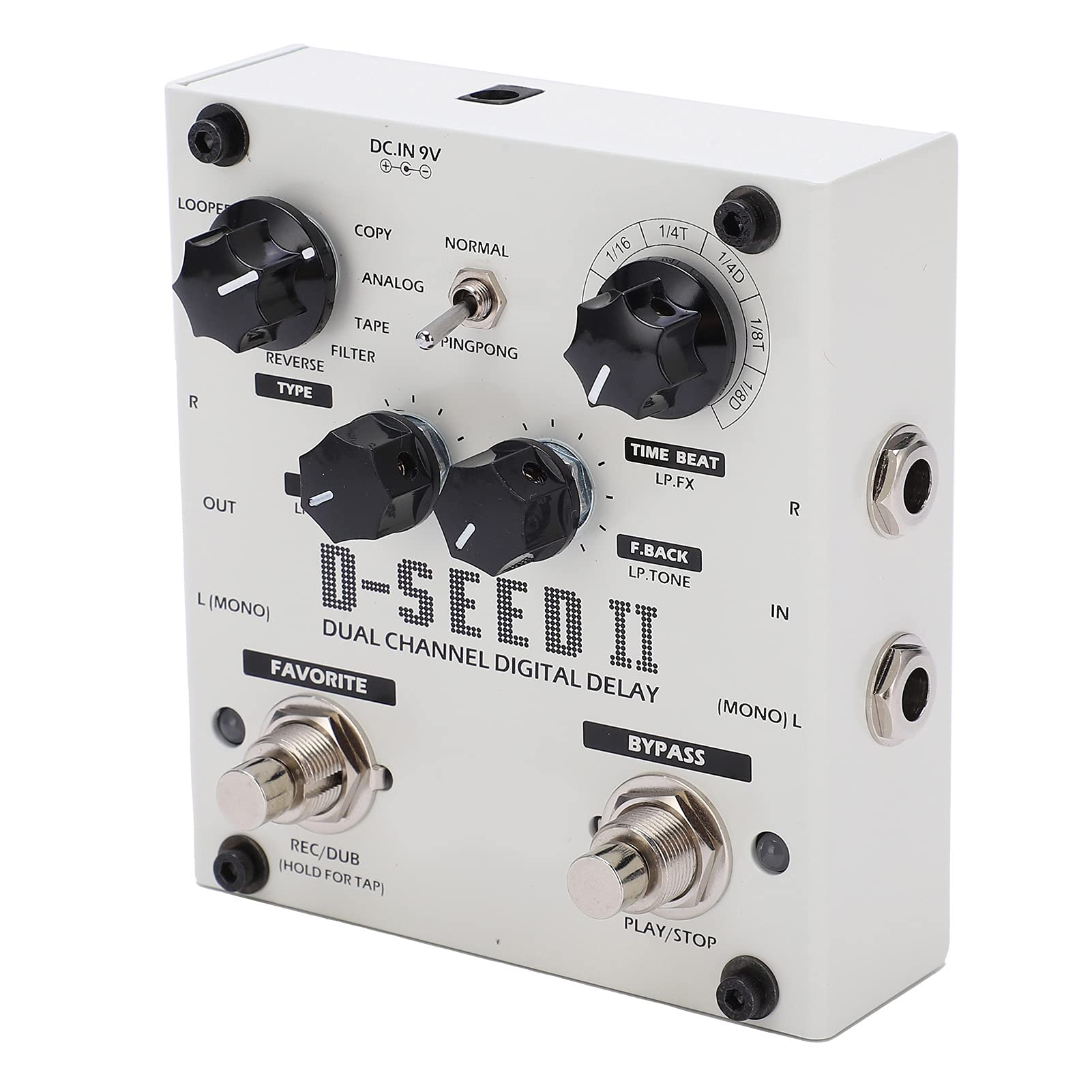 Pongnas Dwukanałowy pedał Efektów Delay z 8 Trybami i funkcją Looper, 2000MS DC9V Stompbox dla Gitarzystów