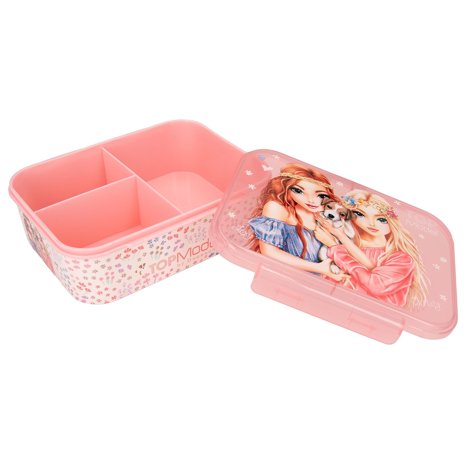 Depesche 12925 TopModel Velo Fleur - Neceser de Maquillaje con asa y Bolsa de Malla, Color Rosa, Multicolor, Neceser de Maquillaje
