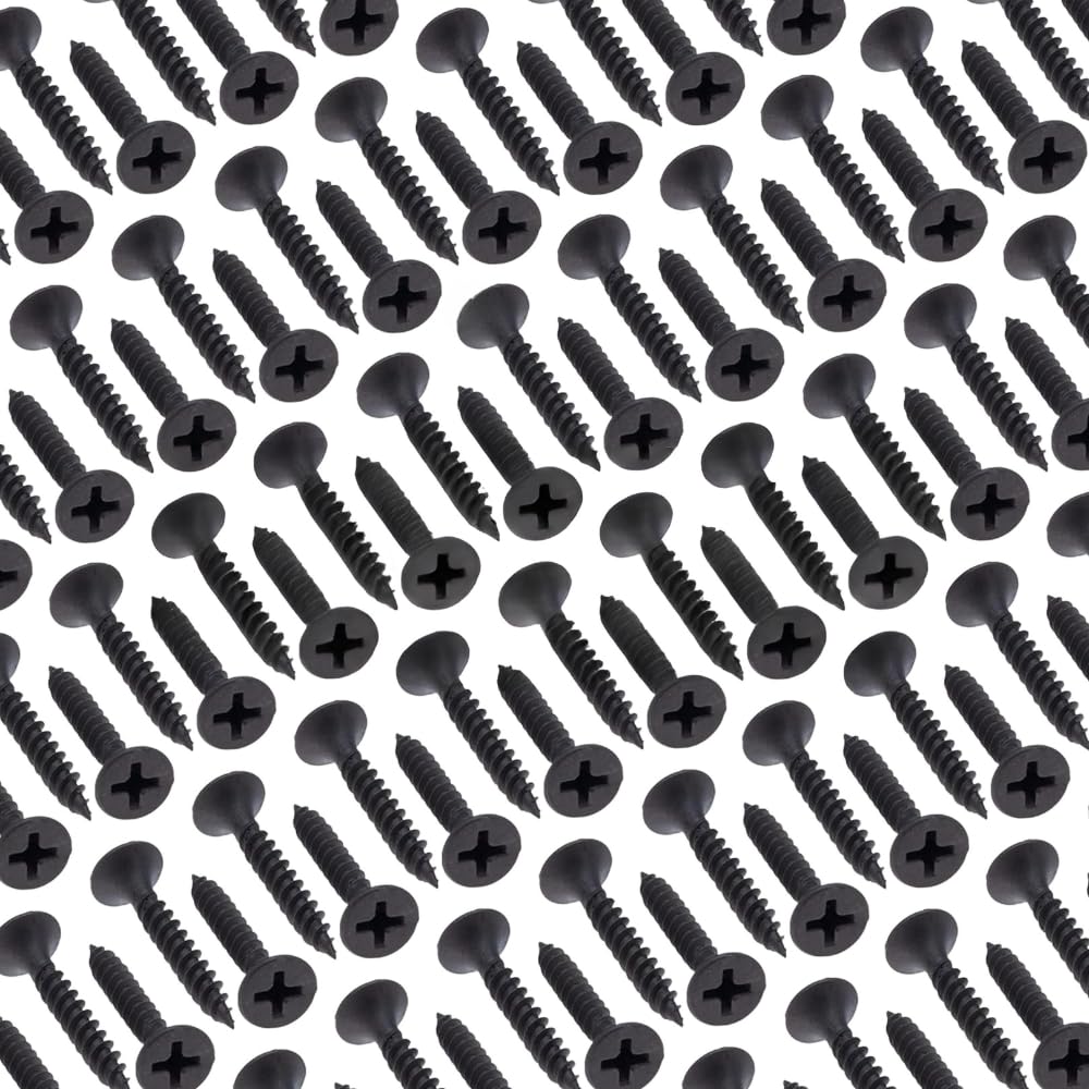 Hi-Plasst Pack of 300, 19mm (0.7") Black Self Drilling Bugle Head Drywall Screws for Gypsum Board - Phosphate Coated for Metal and Wood Studs, Ceiling & Partition Walls (Size #6, 3.5mm thickness)