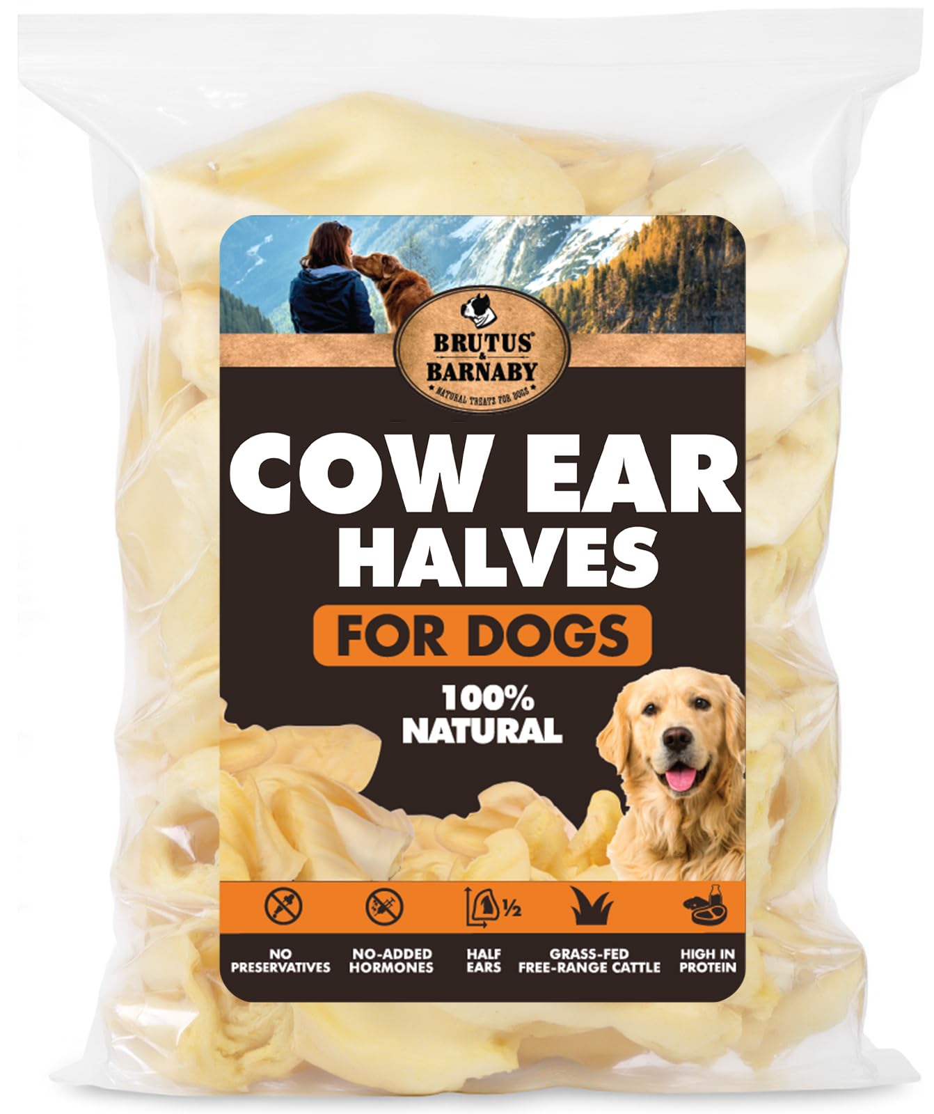 BRUTUS & BARNABY Cow Ears for Dogs, Halves 12 Ct
