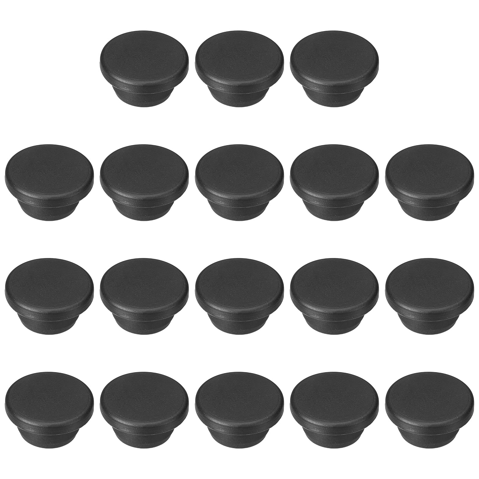 sourcing map 18pcs T-Shaped Silicone Plugs 21mm 27/32 Inch Dia Snap in Plug Hole Seal Cover Round Rubber Stopper for 20-21mm Holes Kitchen Rubber Bulkheads Waterproof Sealing, Black