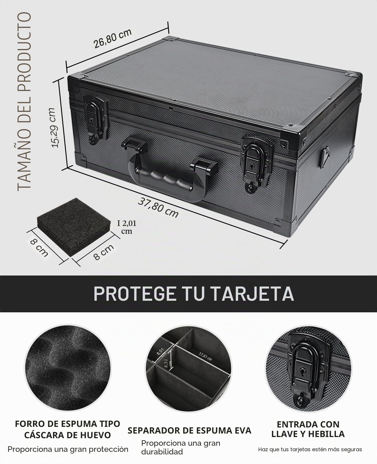 iDiskk Toploader Storage Box - Estuche con Cierre de 600+ Tarjetas, Protección Robusta para Tarjetas Deportivas/De intercambio, Organizador Acolchado con Llaves