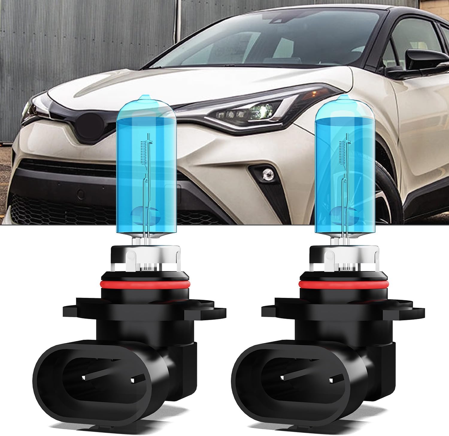 Upgraded Halogen Headlight Bulbs Fit For Toyota CHR 2018-2019,9012 High Low Beam,Super Brighter 6000k White Halogen Lamp,Plug and Play,Replacement Headlights Bulbs,2-Pack