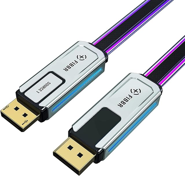 FIBBR DP 1.4 Cable, 32.4Gbps Ultra High Speed DP to DP Male to Male Displayport Cable Supports 8K@60Hz, 4K@144H, 2K@165Hz Compatible for Laptop PC TV (1.5m/4.92ft)