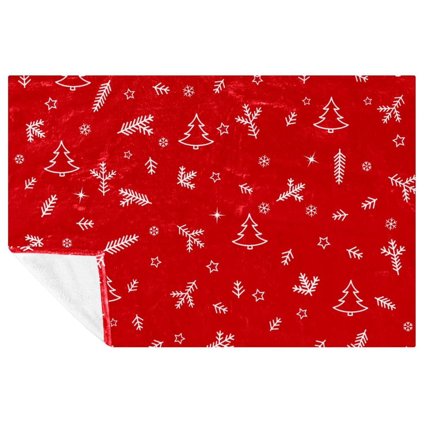 Couverture de camping et pique-nique imprimé sapin rouge 150x100