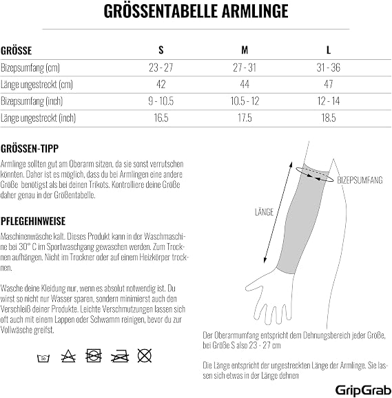 GripGrab UV Protection Arm Warmers UPF 50+ Summer Cycling Arm Sleeves Wheel Sleeves Lightweight breathable bicycle arm warmers with sun protection for men and women for road bike gravel bike and MTB cycling