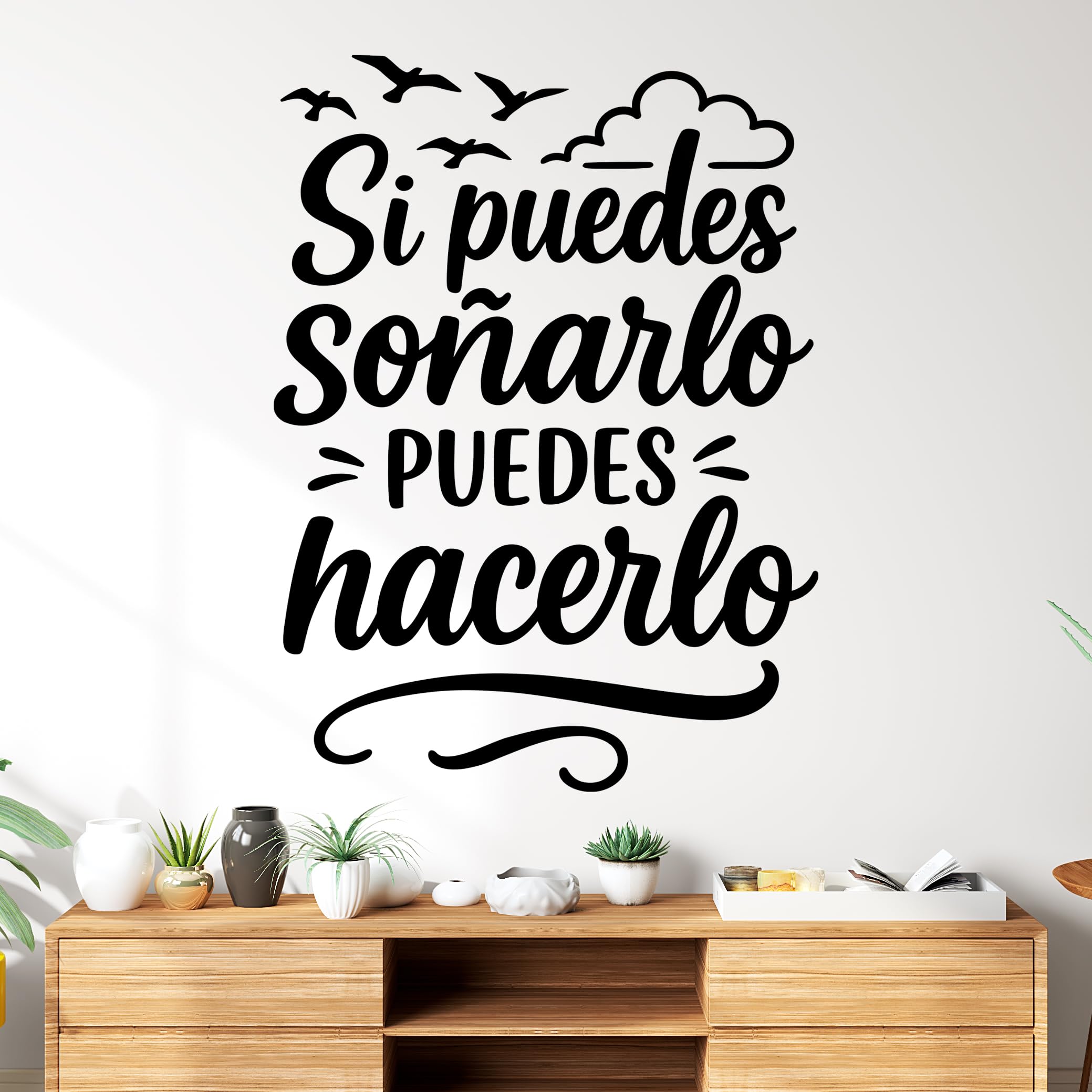 Vinilo Decorativo con Frase Inspiradora "Si Puedes Soñarlo Puedes Hacerlo", Pegatina Motivacional para Hogar, Oficina o Estudio, Adhesivo de Pared con Mensaje Positivo (Negro, 60 x 44 cm)