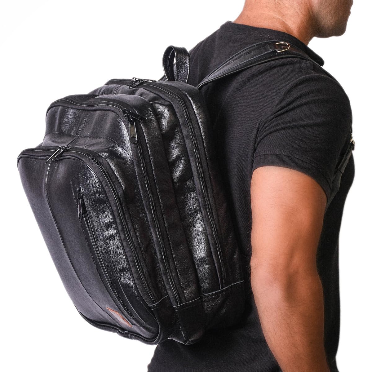Mochila Couro Legítimo Natural Notebook Executiva Preto Masculina Premium Bisbel