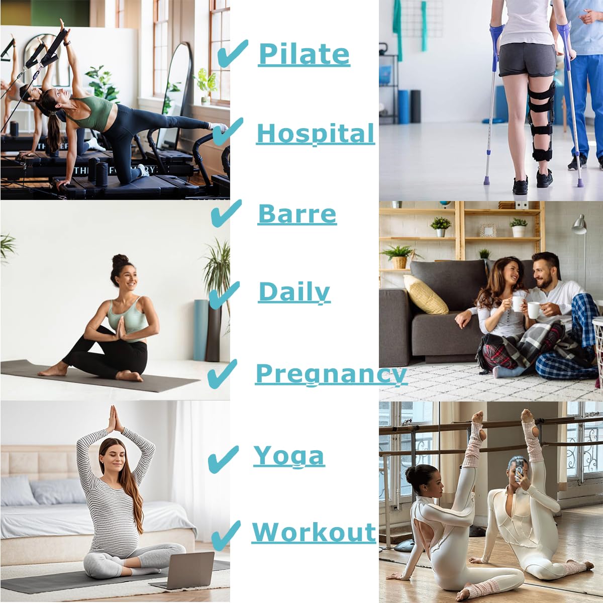 Calcetines de pilates para mujer, calcetines de agarre, calcetines de yoga antideslizantes, 4 pares para barra, hospital, entrenamiento, regalos