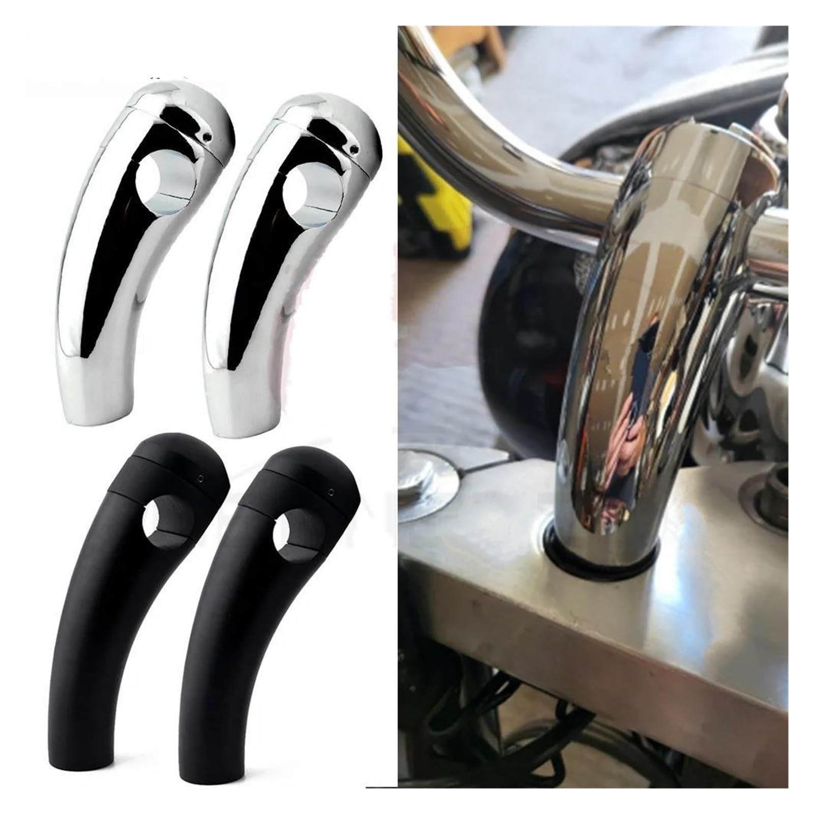 Abrazadera Manillar 1 Par 7/8' 22 Mm Universal Para Manillar Motocicleta Abrazadera Manillar Adaptador Montaje Movimiento Trasero Para Manillar Motocicleta Elevador(7 inch Black riser)