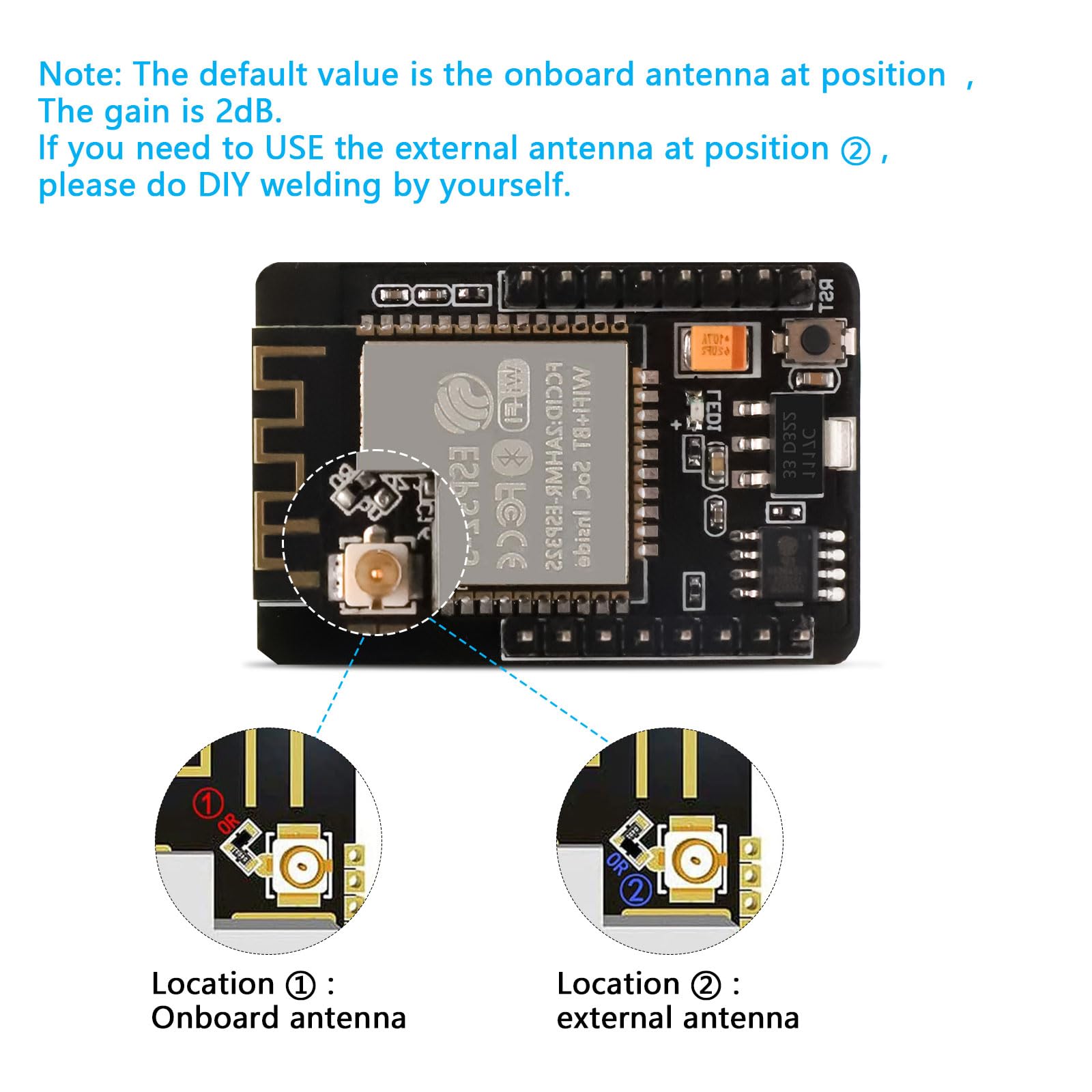 ESP32 CAM carte de développement WiFi Bluetooth OV2640 module TF antenne 8 dBi