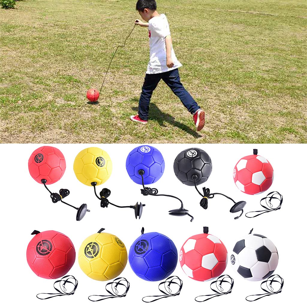 lazyfun For Smart Football With Tether For Juggling Foot Control Kicking Practice Adjustable Cord Outdoor Soccer Equipment Soccer Training Aids For Teens, 2# red