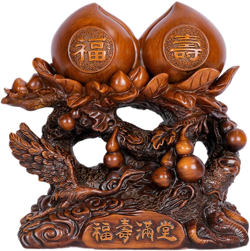 寿桃摆件 Feng Shui Figurine Home Office Decor Chinese Gifts 祝寿礼品送爸爸妈妈父母亲长辈60八十80大寿老人生日礼物 9297