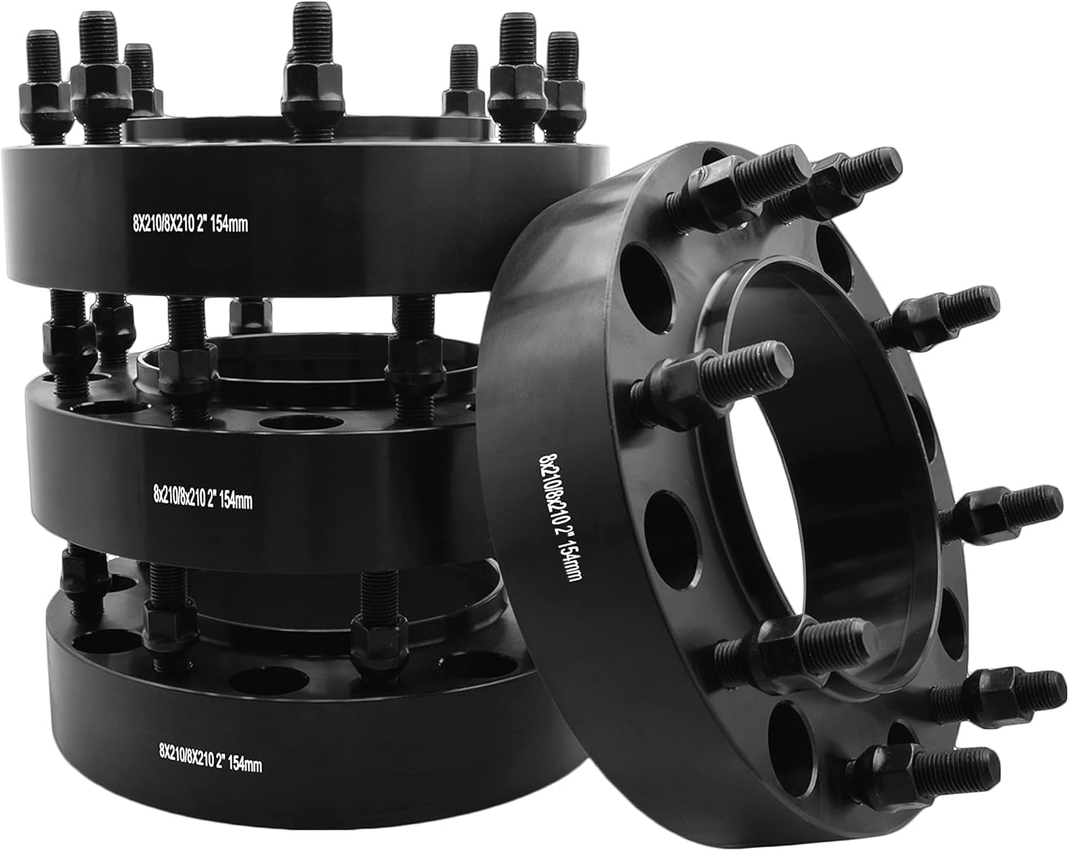 4 Pc 2011-2017 Silverado Sierra 3500HD Dually Front & Rear 8x210 MM Wheel Spacers Adapters 2" Thick 14x1.5 Thread Pitch FIts Dually Truck Only VW-HCA-82102141-154BK-4