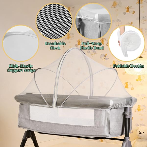 Moustiquaire Lit Bebe, Universel Moustiquaire Lit Bebe, Moustiquaire pour Berceau de Bébé, Filet de Maille Portable Moustiquaire, Moustiquaire Bebe lit, pour Parc d'enfants ou Berceau - 3