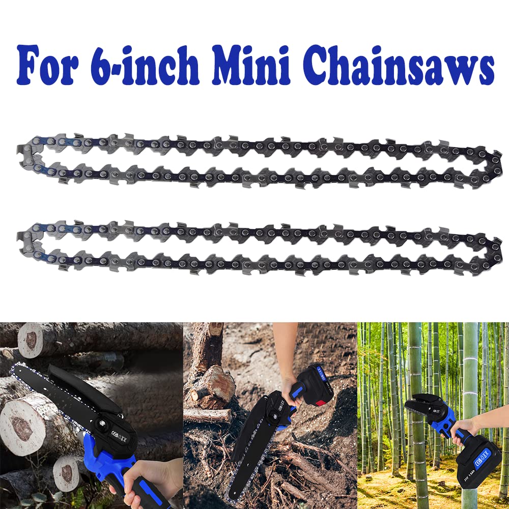 2 mini catena per motosega elettrica da 6 pollici, mini motosega elettrica, 6 pollici, ricambio per mini motosega portatile, catena per sega a catena portatile