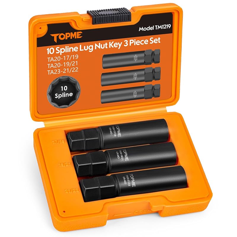 Kit de Soquetes para Porca de Roda com Estrias de 10 Pontos topme, compatível com Bimecc TA23-21/22, 3 peças