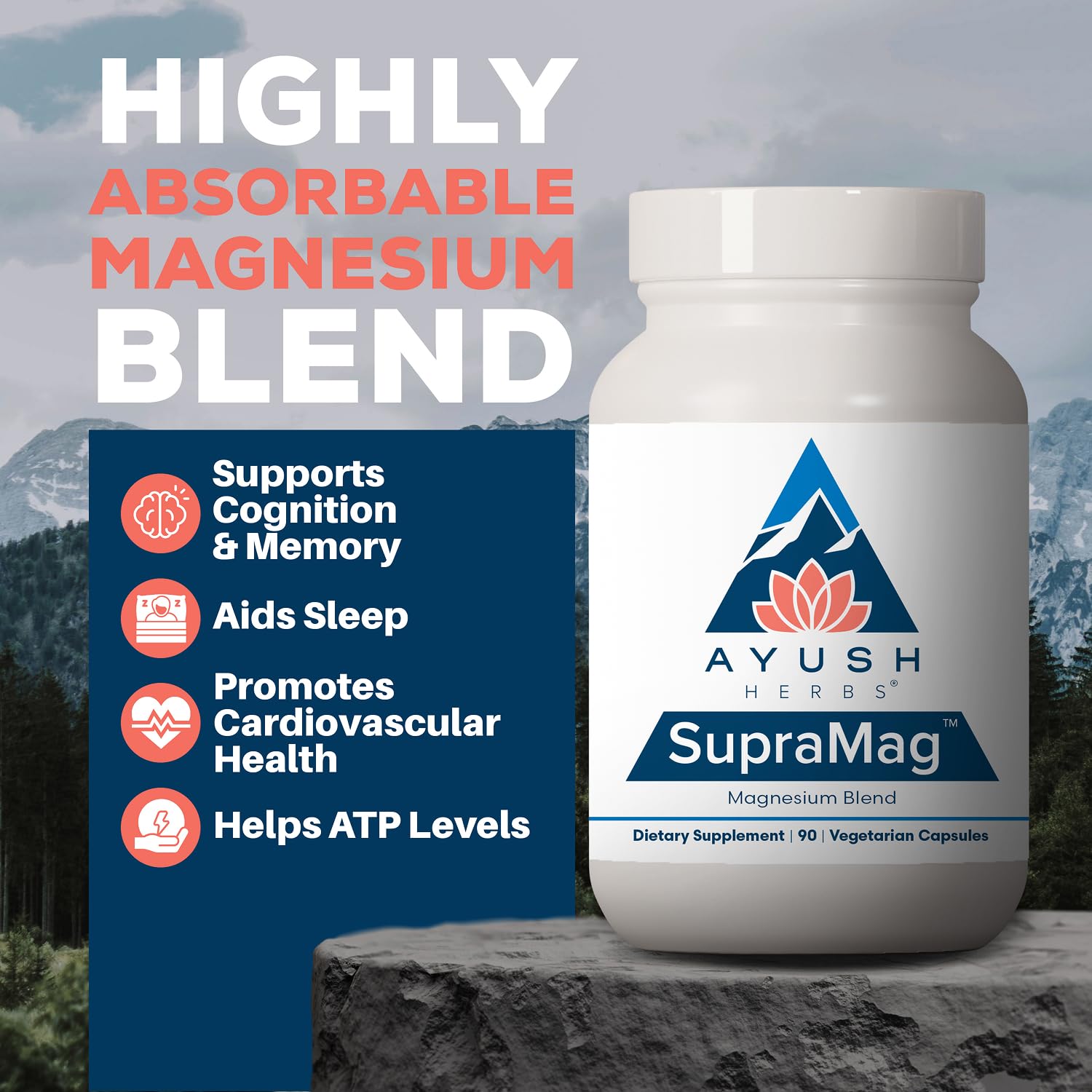 Ayush Herbs SupraMag, Magnesium Blend, Citrate, Energy Support, 90 Servings — Amazon image 2