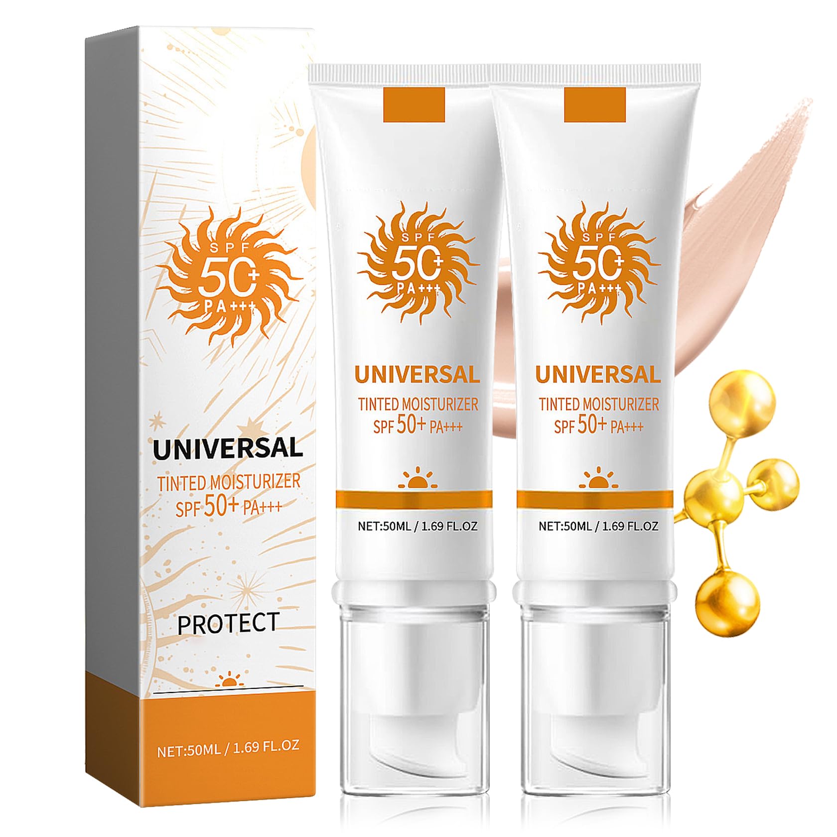 Face Sunscreen Cream SPF 50+ PA+++,Moisturizing Sunscreen for Face,Long Lasting Refreshing Tinted Facial Moisturizer Sunblock for Women Men,Non-greasy Travel Size Facial Sun Screen Lotion B