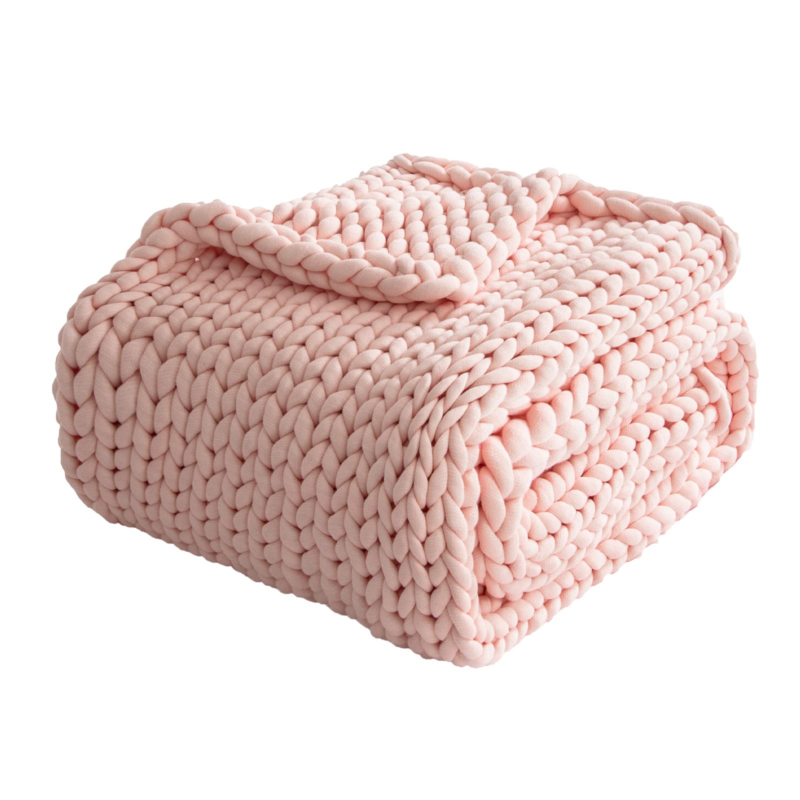 Hand Knitted, Chunky Baby Blanket in Soft Dusty Rose and Sage Green. 50