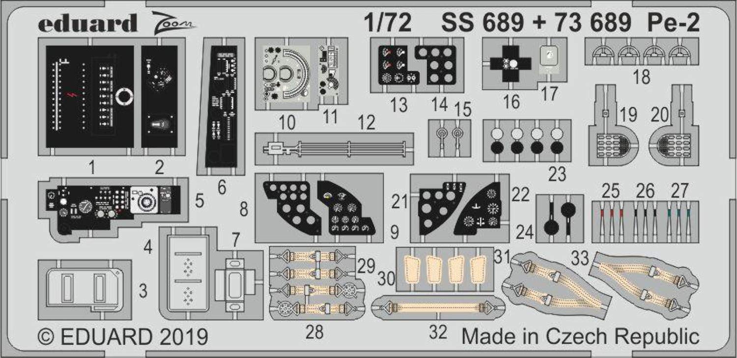 EduardEDPSS689 Photoetch Zoom 1:72-Pe-2 Scale Model Detailing Set, Various