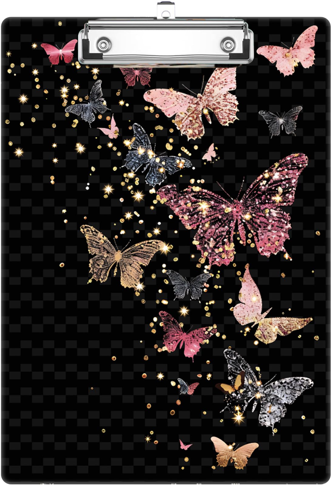 Sparkling Butterfly Clipboard, Cute Decorative Clip Board with Metal Clip Pretty Plastic Clipboards A4 Standard Size 12.6" X 8.9" for Kids, Teacher, Students, Nurses & Office